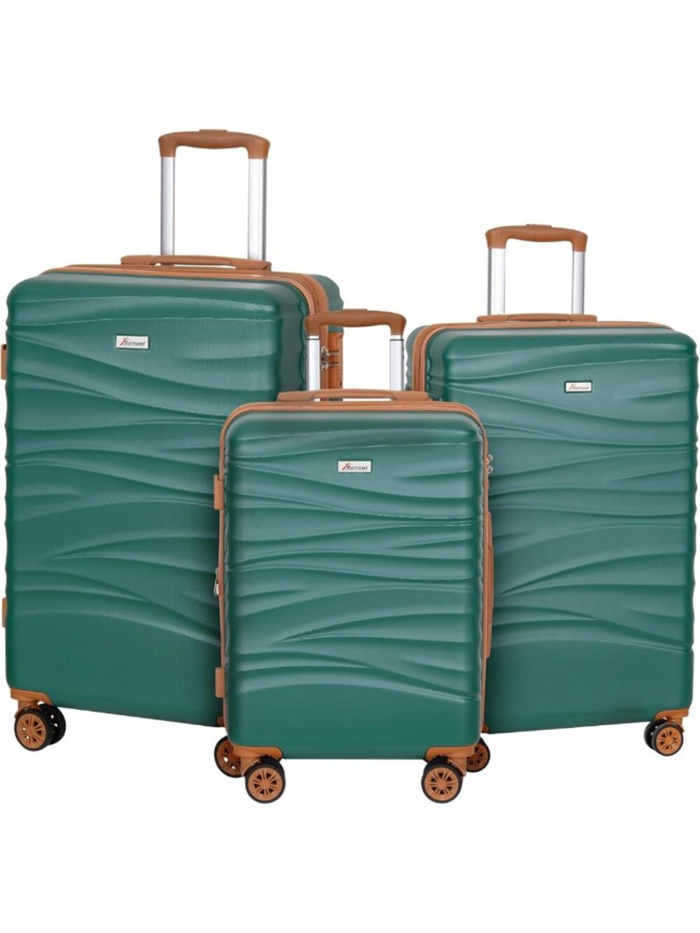 Expandable 3-Piece Hardside Luggage Set with Spinner Wheels & TSA Lock - Green